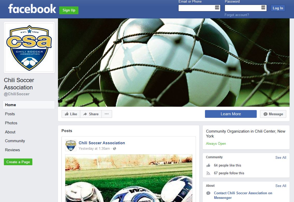 Chili Soccer Association CSA is Now on Facebook and Instagram